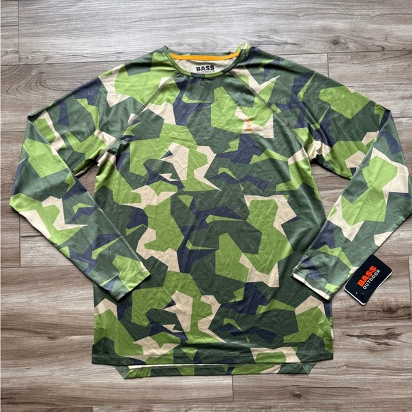 BASS OUTDOOR Men's Athletic Knit Long Sleeve Tee BCool Woodbn Camo Sz S New - Picture 3 of 10